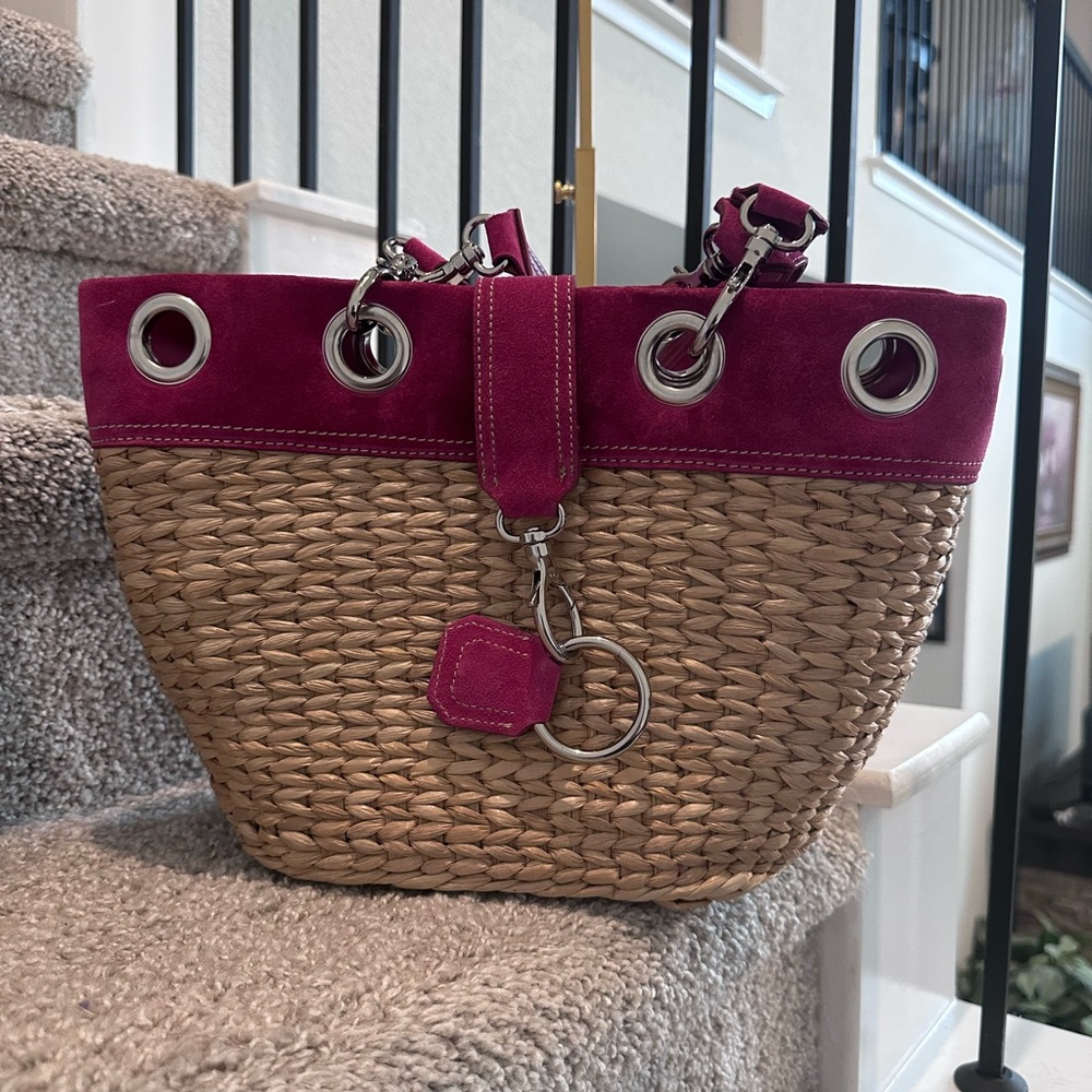 Stylish RED STRAW SHOULDER BAG NEW - Picture 5 of 8